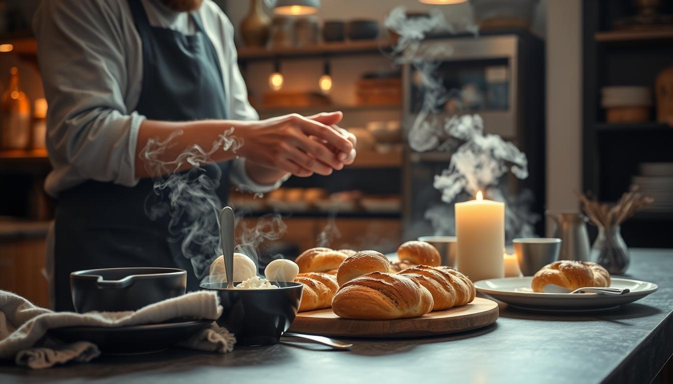 Freshly baked homemade cake in a kitchen setting