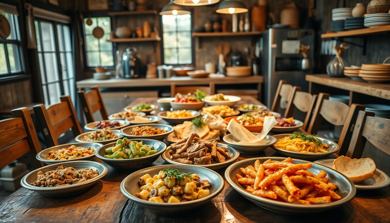 Fresh seasonal ingredients arranged for home cooking